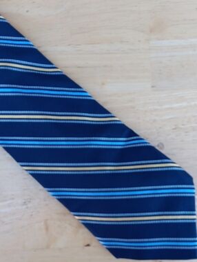 Daniel Cremieux Navy Stripe Tie with Light Blue and Yellow Accents